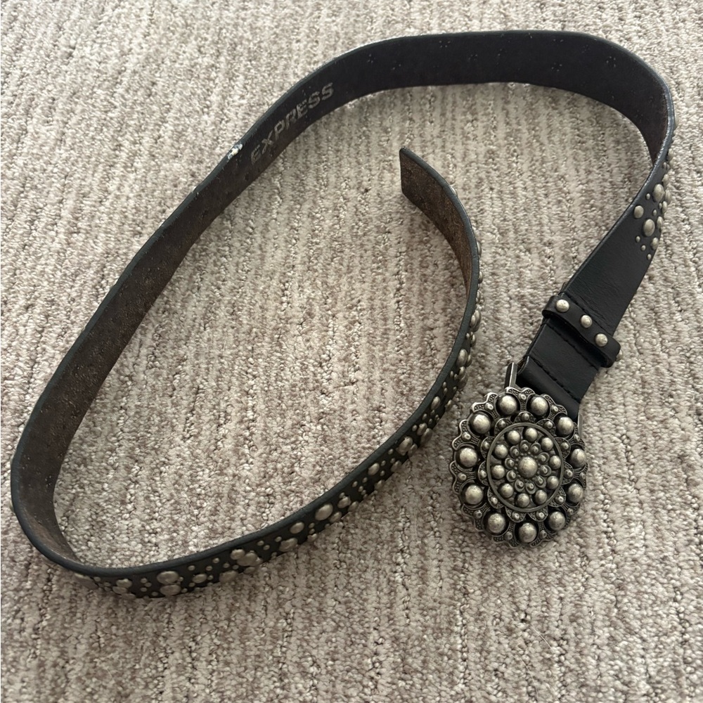 Express Black Belt with studded Silver Embellishment